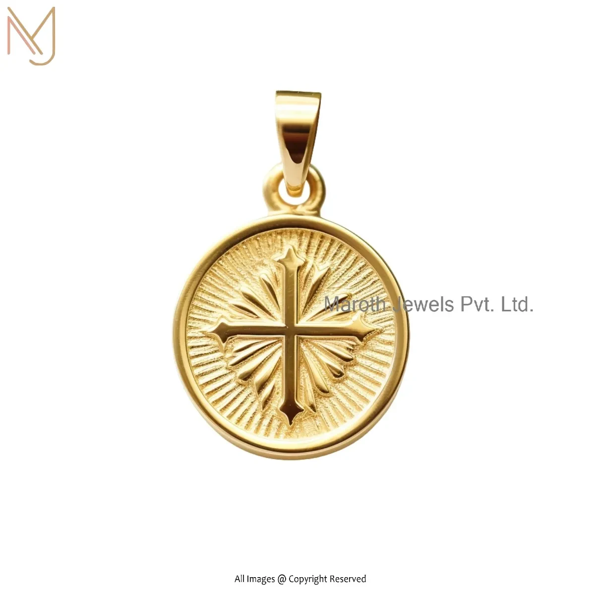14K Yellow Gold Christian Spiritual Charm Pendant Manufacturer