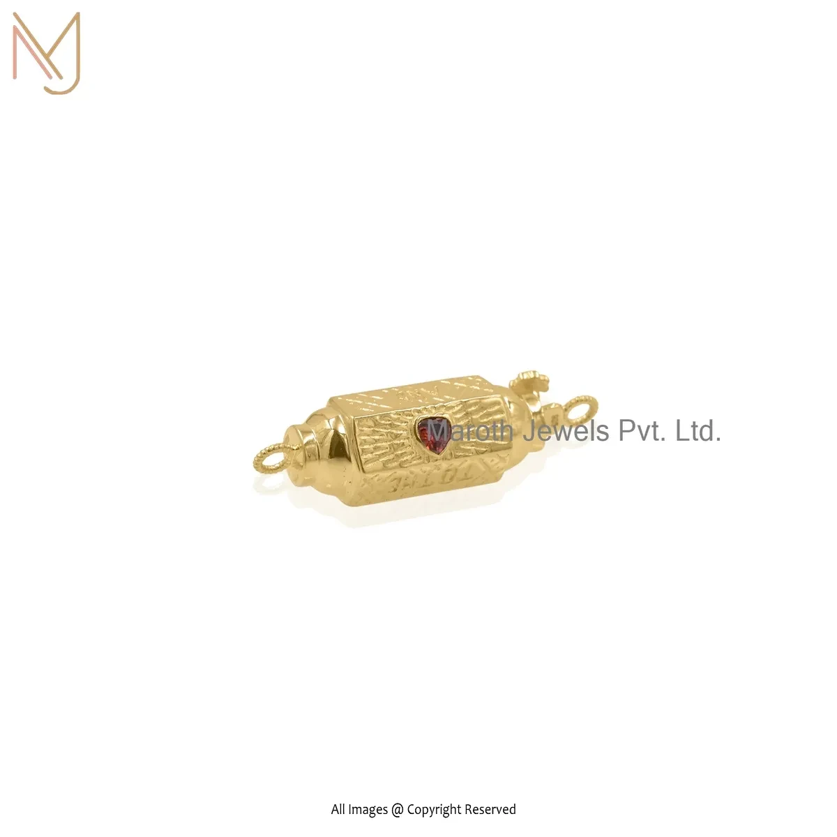 14K Yellow Gold Red Cubic Zircon Amulet Pendant Manufacturer