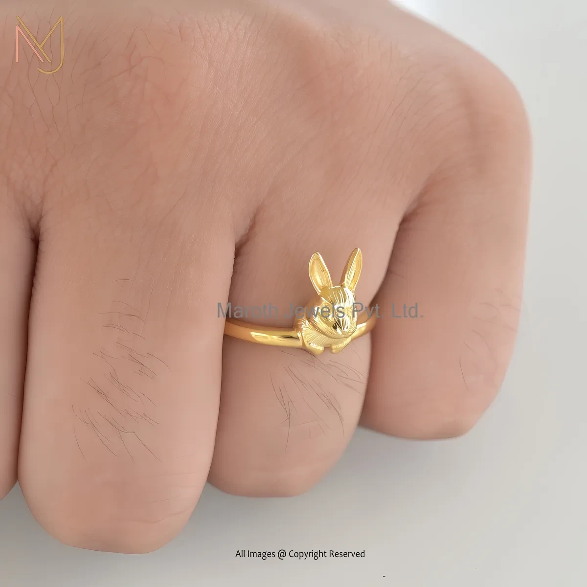 14K Yellow Gold Rabbit Ring Jewelry Supplier