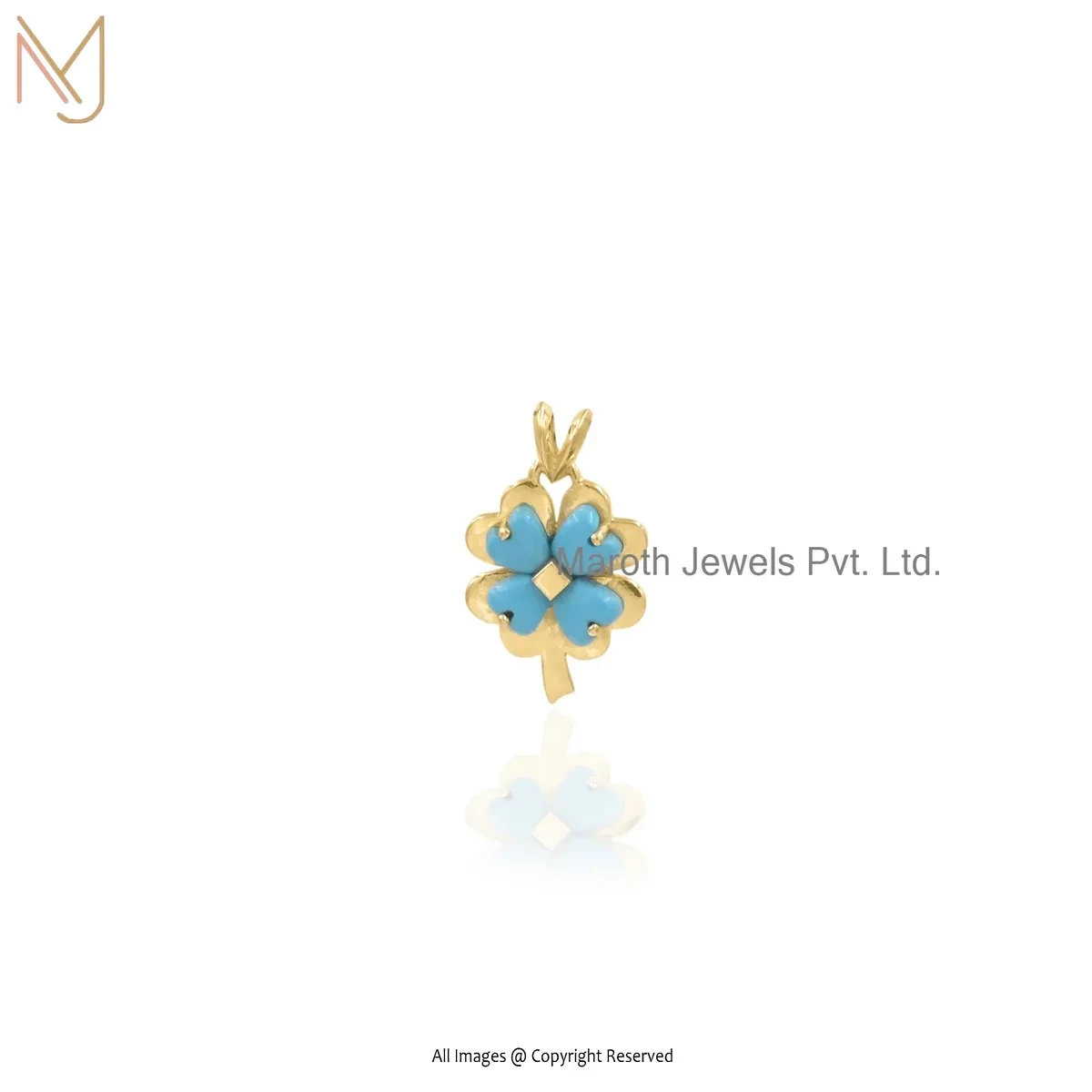 14K Yellow Gold Moonstone Gemstone Flower Pendant Jewelry Supplier