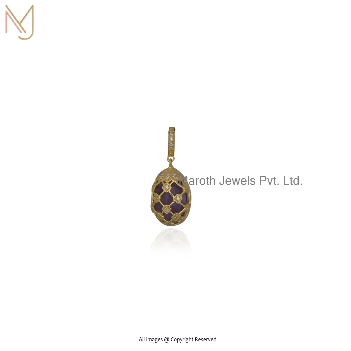 Private Lable 925 Silver Yellow Gold Plated Moissanite & Amethyst Gemstone Pineapple Pendant
