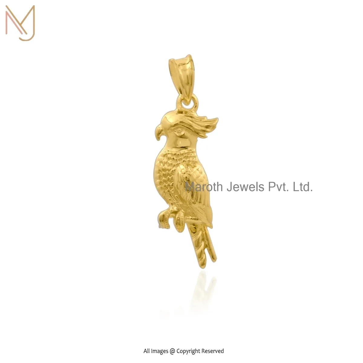 14K Yellow Gold Parrot Charm Pendant Jewelry Supplier