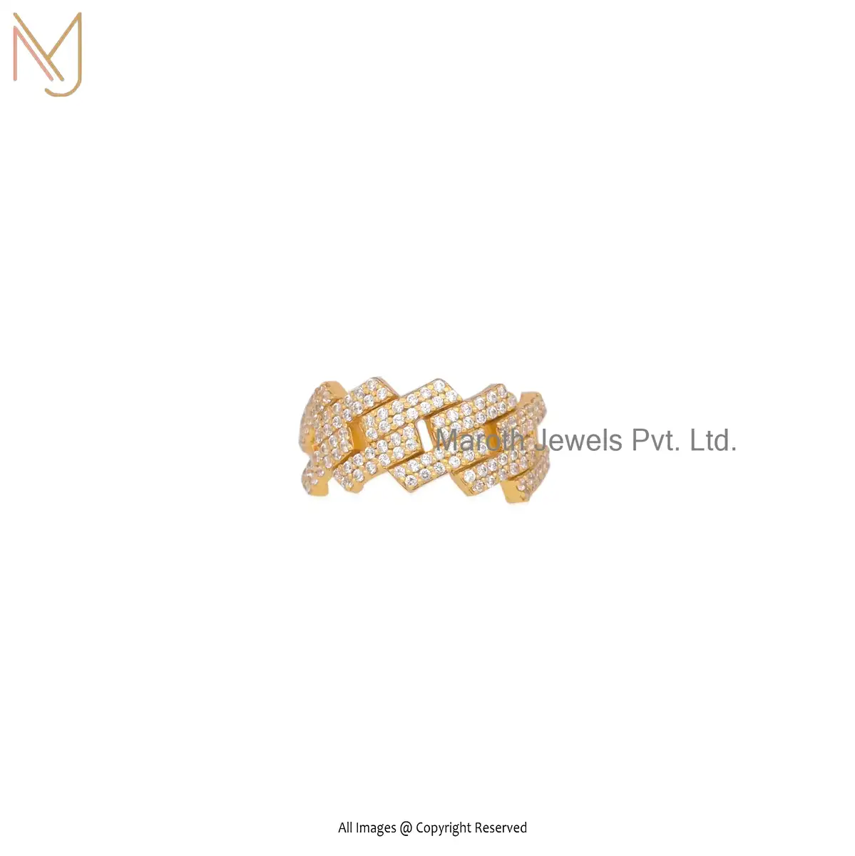 Private Lable 14K Yellow Gold Plated Cubic Zircon Diamond Ring Jewelry