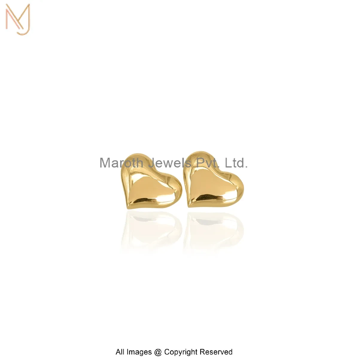 14K Yellow Gold Heart Stud Earring Custom Jewelry