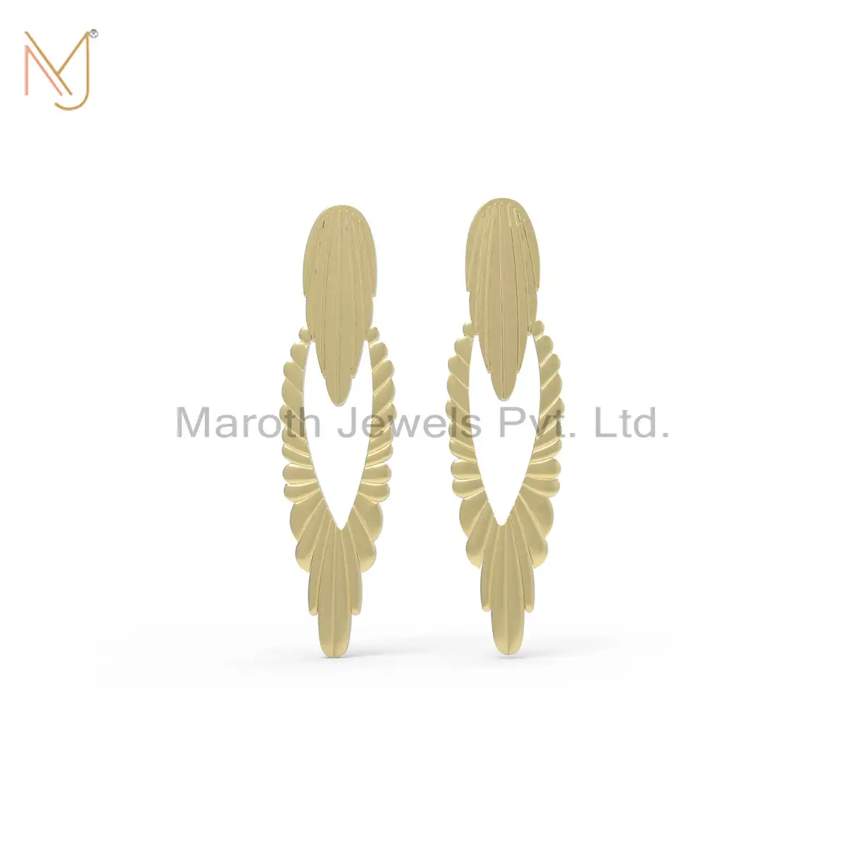 14K Yellow Gold Drop Statement Earring Handmade Jewelry Manufacturer