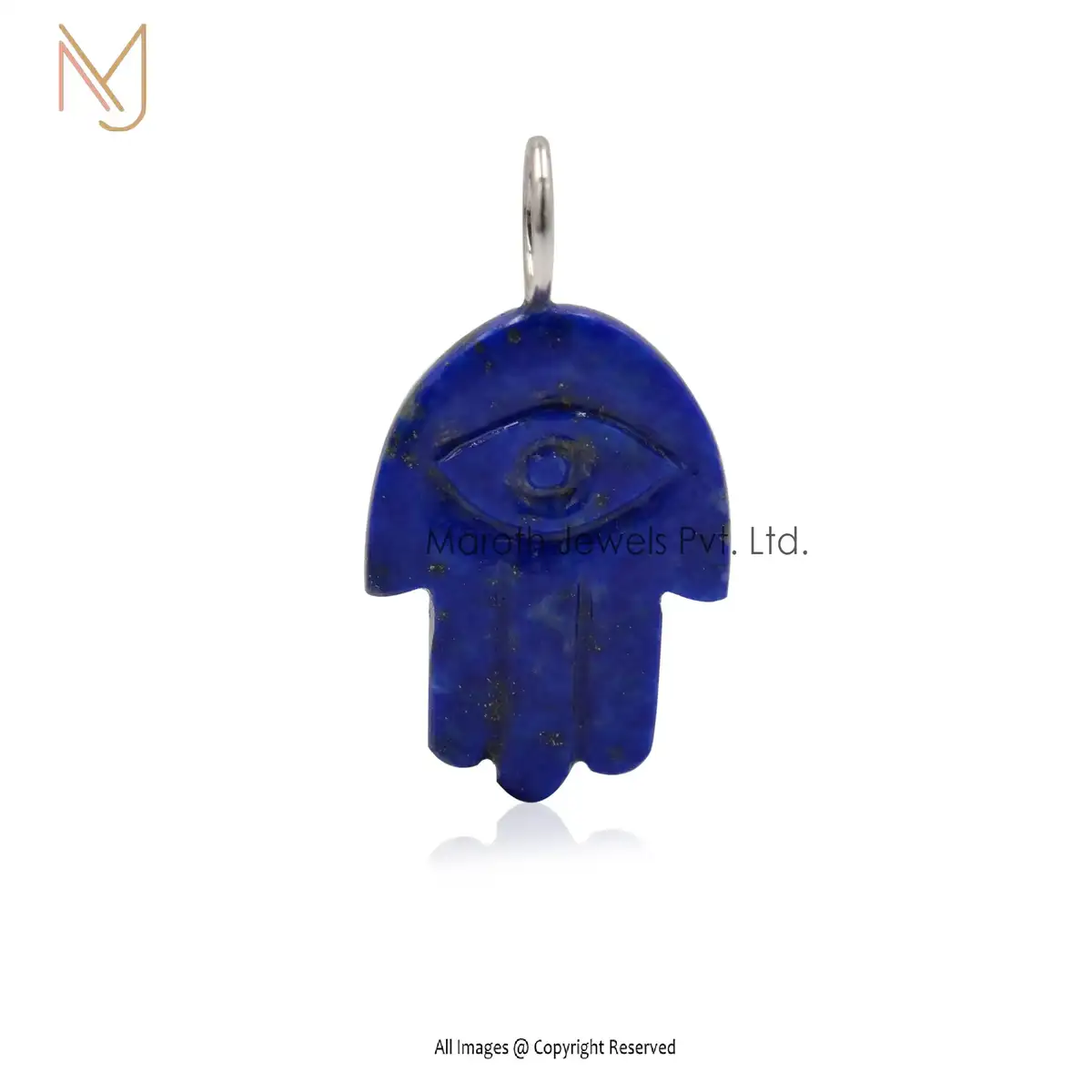 14K Yellow Gold Lapis Lazuli Hamsa Pendant Custom Jewelry