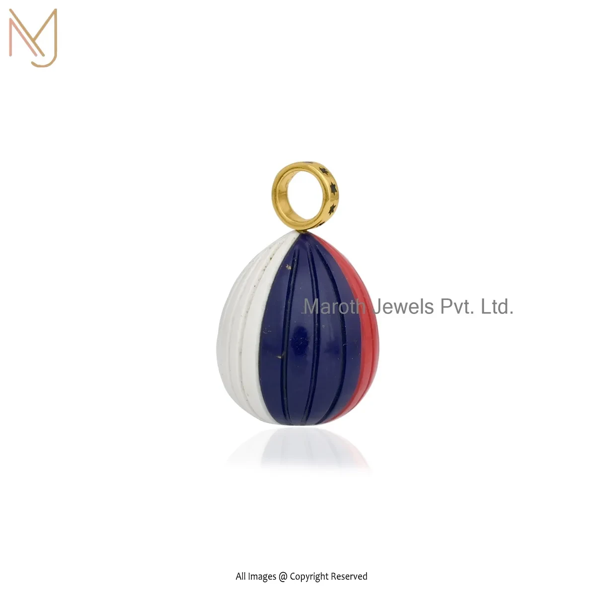 925 Silver Yellow Gold Plated Enamel & Gemstone Teardrop Pendant Manufacturer