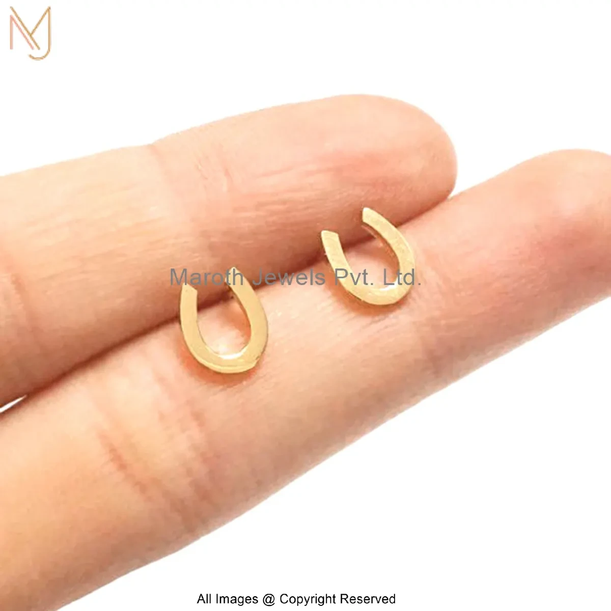 925 Silver Yellow Gold Plated Horseshoe Stud Earring Jewelry Supplier