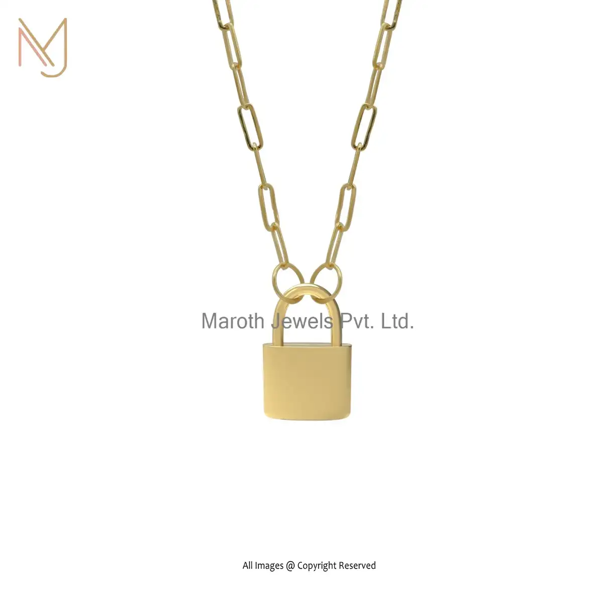 14K Yellow Gold Lock Pendant Manufacturer