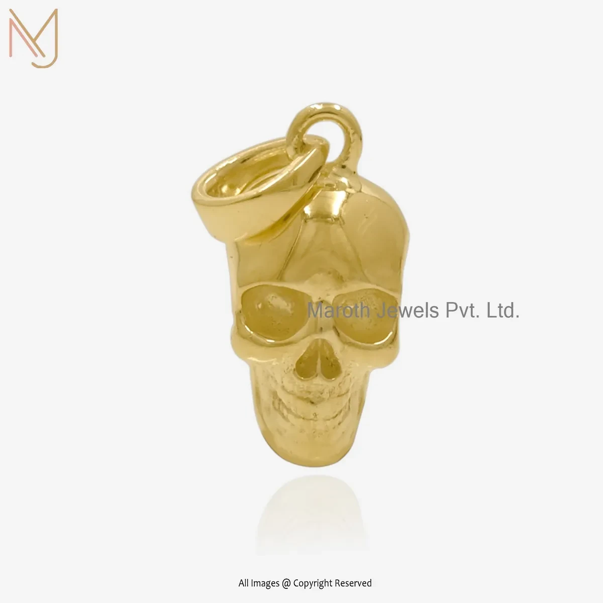14K Yelllow Gold Skull Charm Pendant Manufacturer