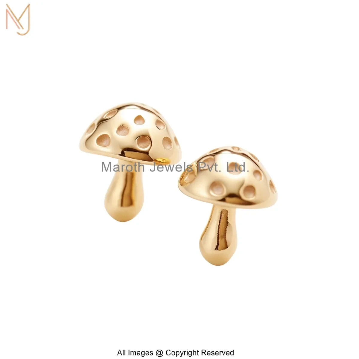 925 Silver Yellow Gold Plated Tiny Toadstool Studs Earring Manufacturer