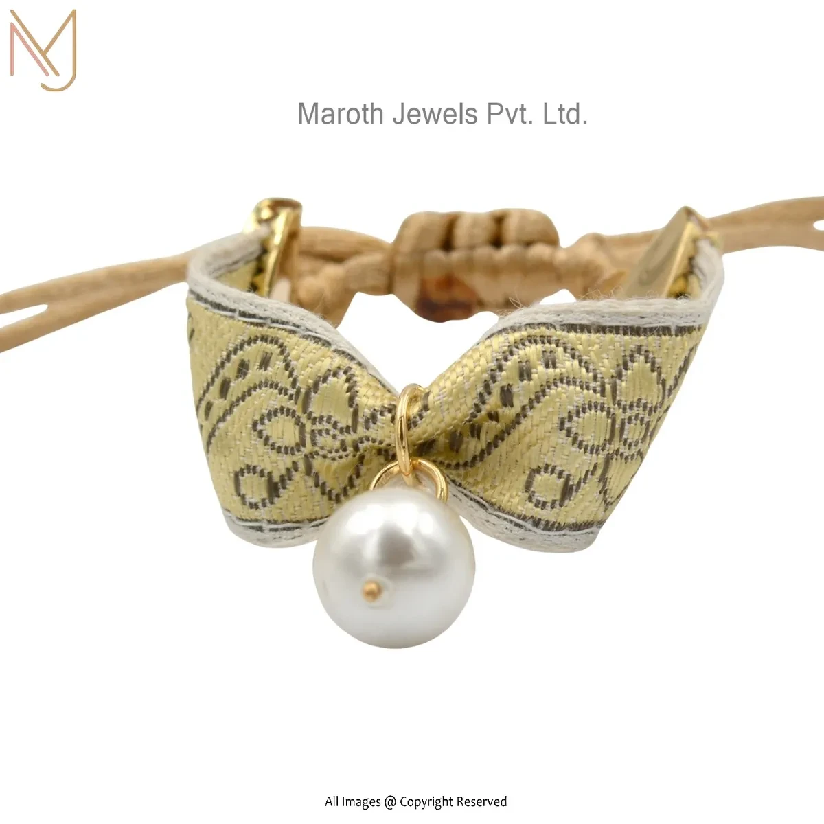 925 Silver Yellow Gold Plated Baroque Synthetic Pearl Bracelet Jewelry Supplier