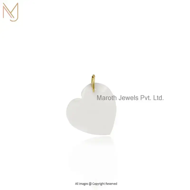 Wholesale 14K Yellow Gold Crystal Quartz Heart Shape Desgin Gemstone Pendant