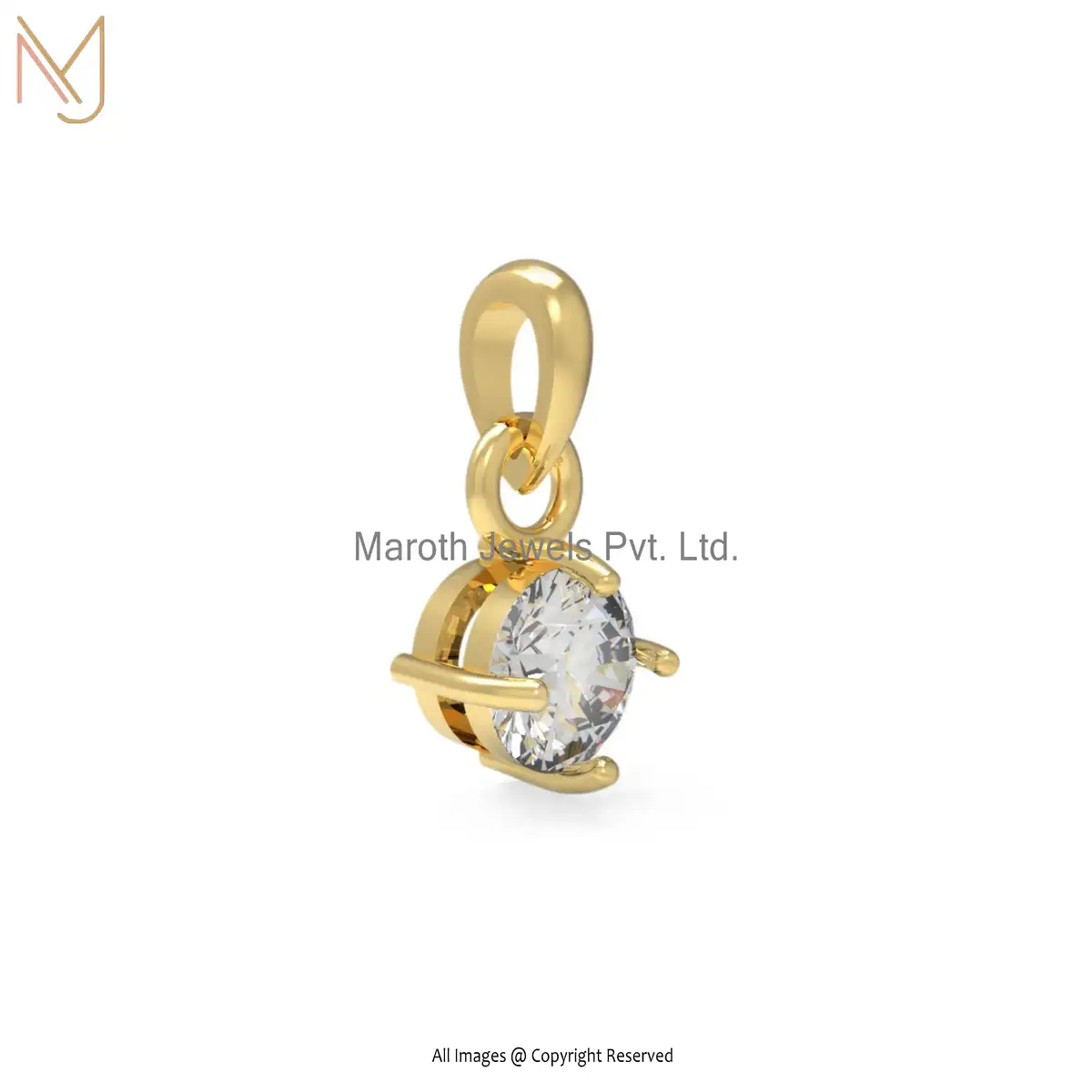 14K Yellow Gold And Moissanite Tag Pendant Jewelry Manufacturer