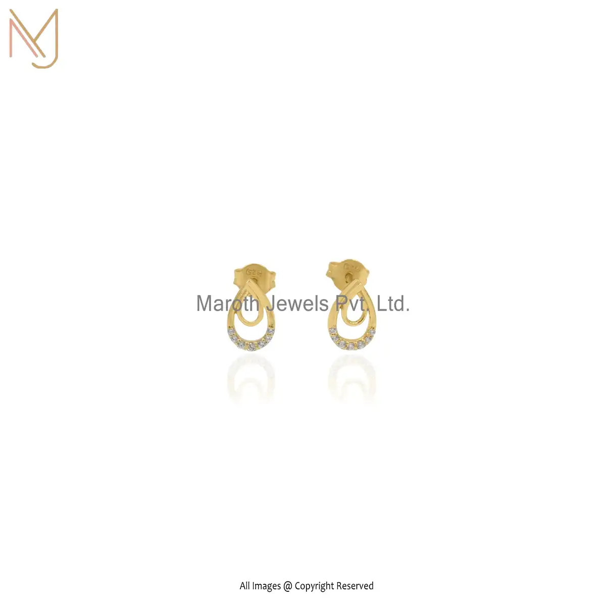 14K Yellow Gold Cubic Zircon Diamond Drop Earring Manufacturer