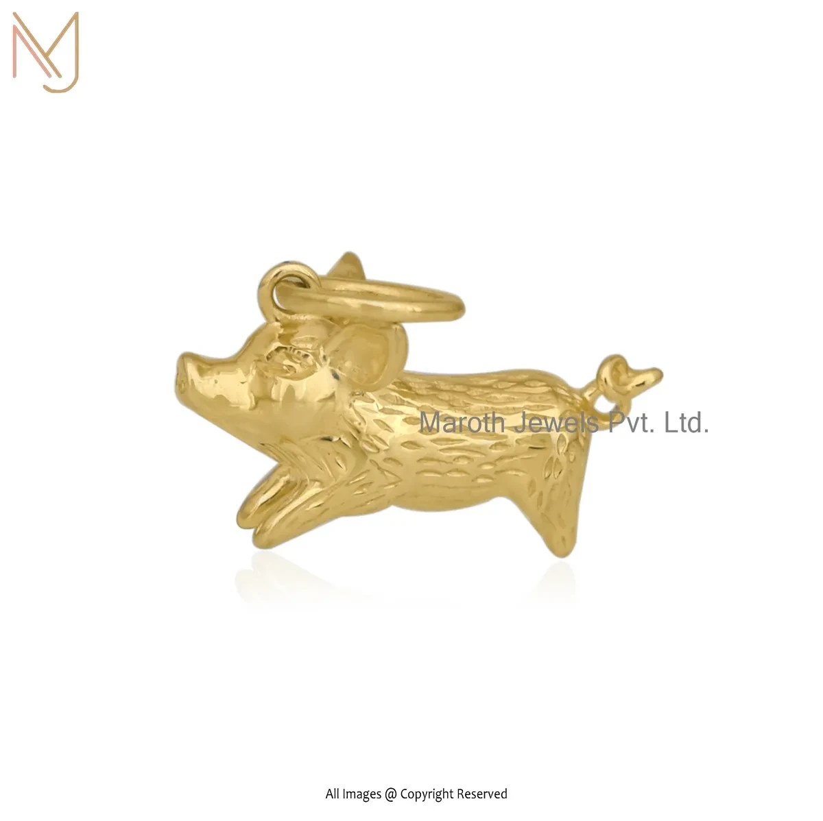14K Yellow Gold Pig Pendant Jewelry Manufacturer