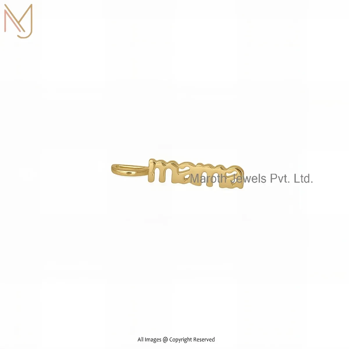 14K Yellow Gold "MAMA" Letter Pendant Jewelry Supplier
