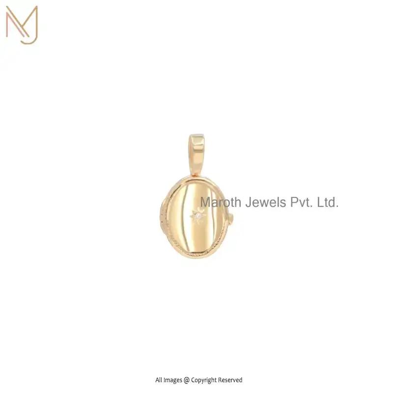 925 Silver Yellow Gold Plated Cubic Zircon Oval Locket Pendant Manufacturer