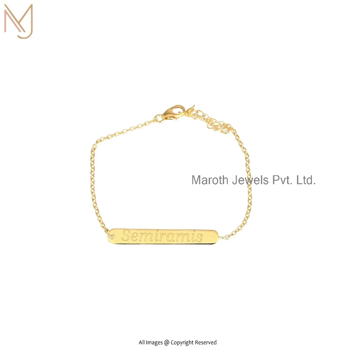 Wholesale 14K Yellow Gold Personalized Name Chain Bracelet