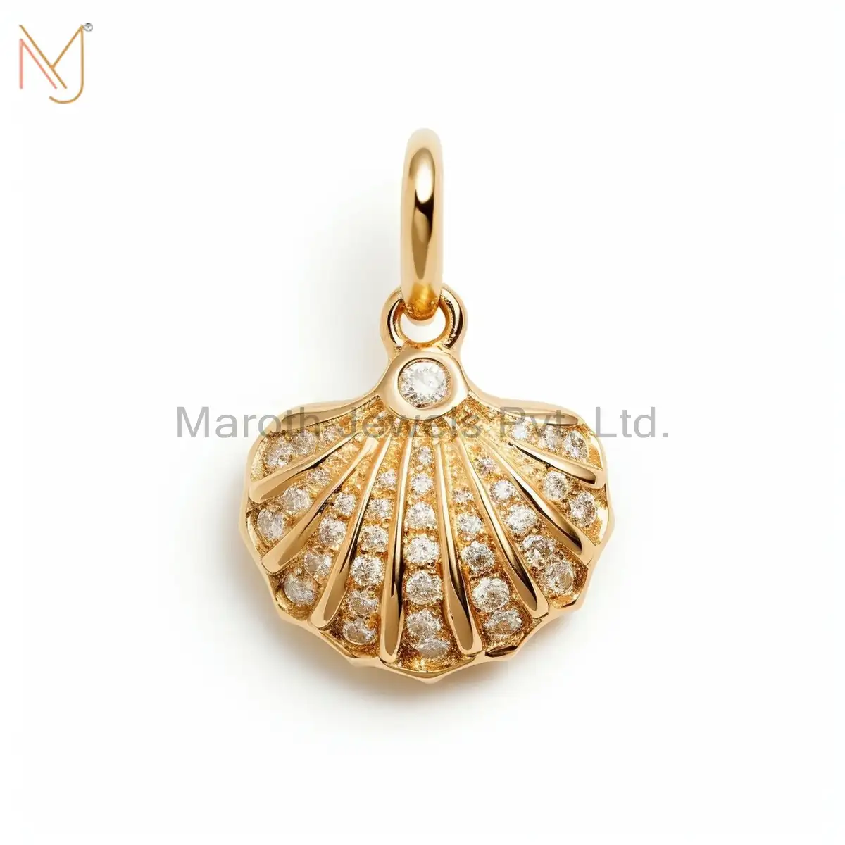 925 Silver Gold Plated Moissanite Shell Pendant Custom Jewelry