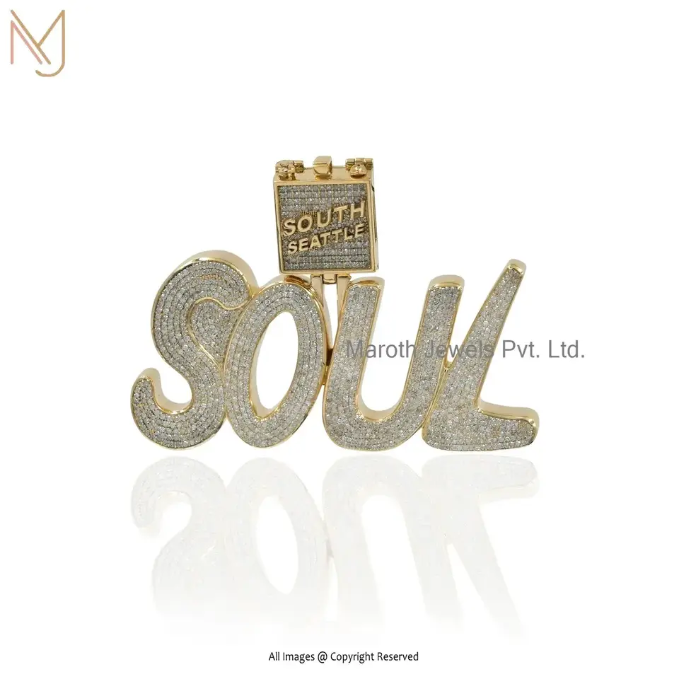 925 Silver Yellow Gold Plated Diamond Nameplate "SOUL" Pendant Manufacturer