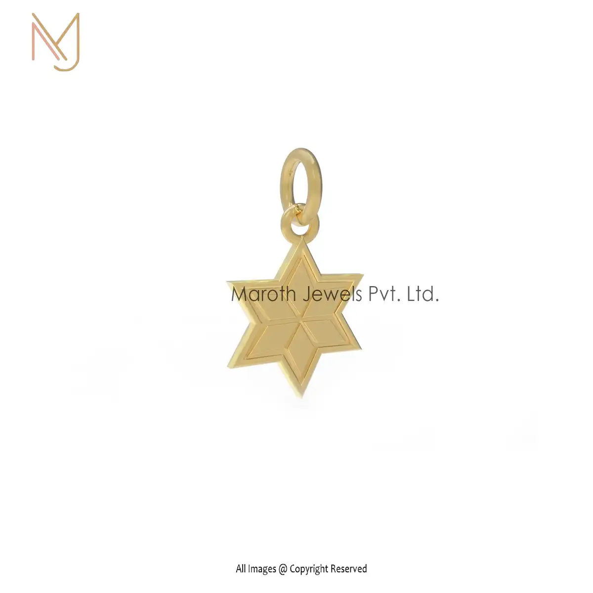 14K Yellow Gold Star Pendant Designs Jewelry Supplier
