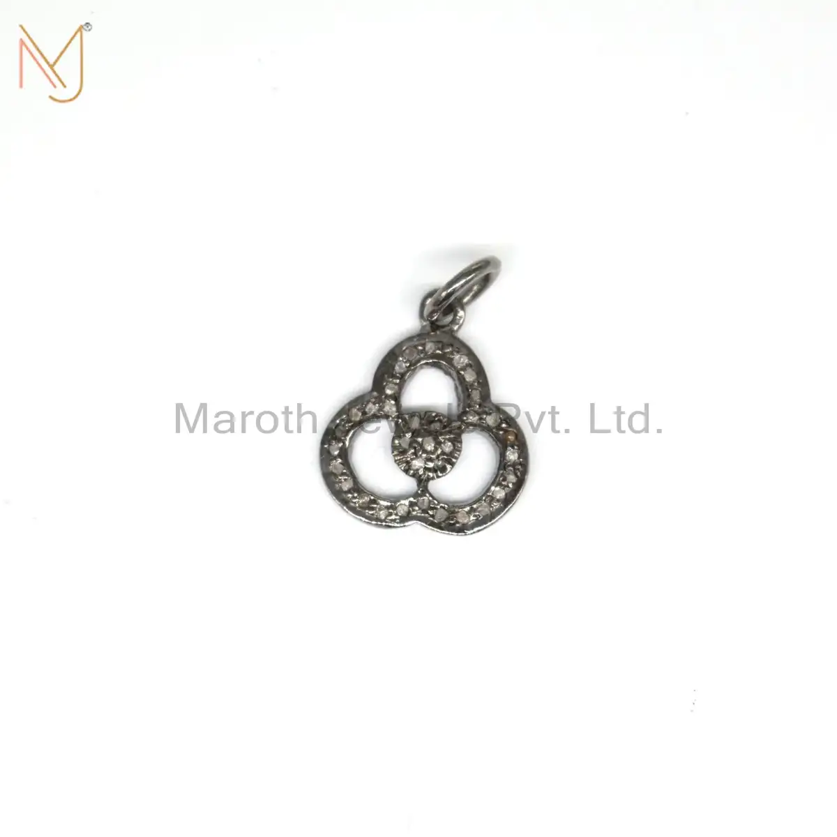 Private Lable 925 Silver Rhodium Pave Diamond Charm Pendant Jewelry