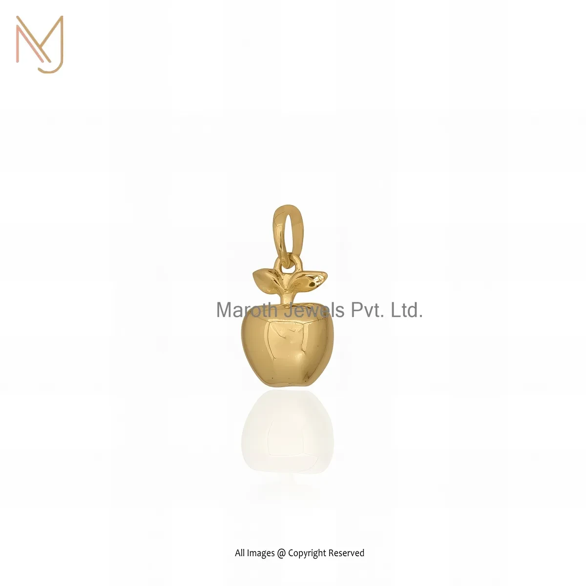 14K Yellow Gold Apple Charm Pendant Manufacturer
