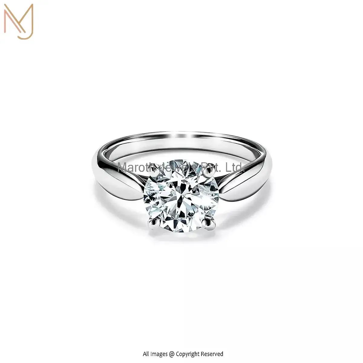 925 Silver White Gold Plated Moissanite Ring Custom Jewelry