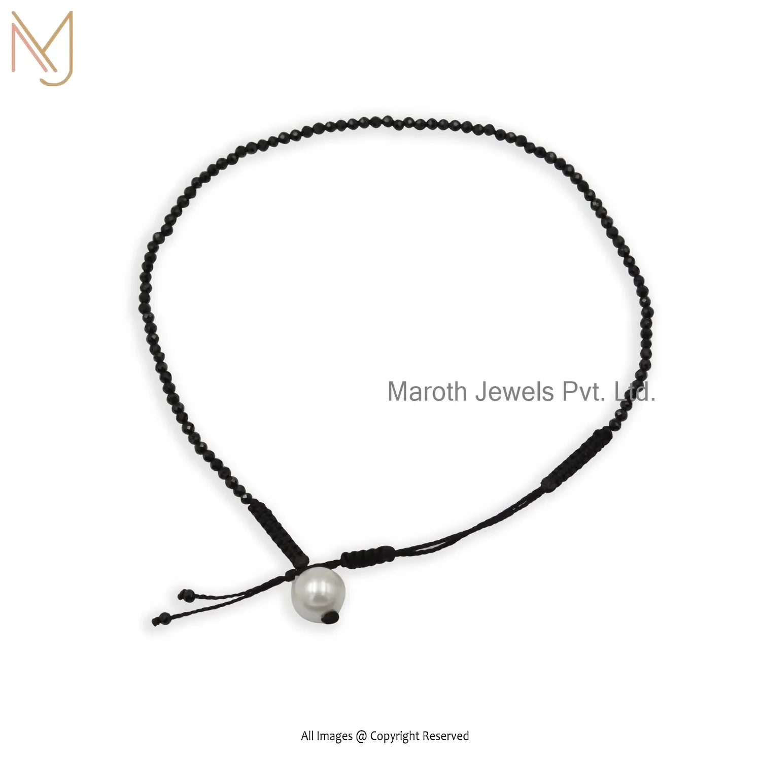 14K Yellow Gold Pearl Beads Anklet Custom Jewelry