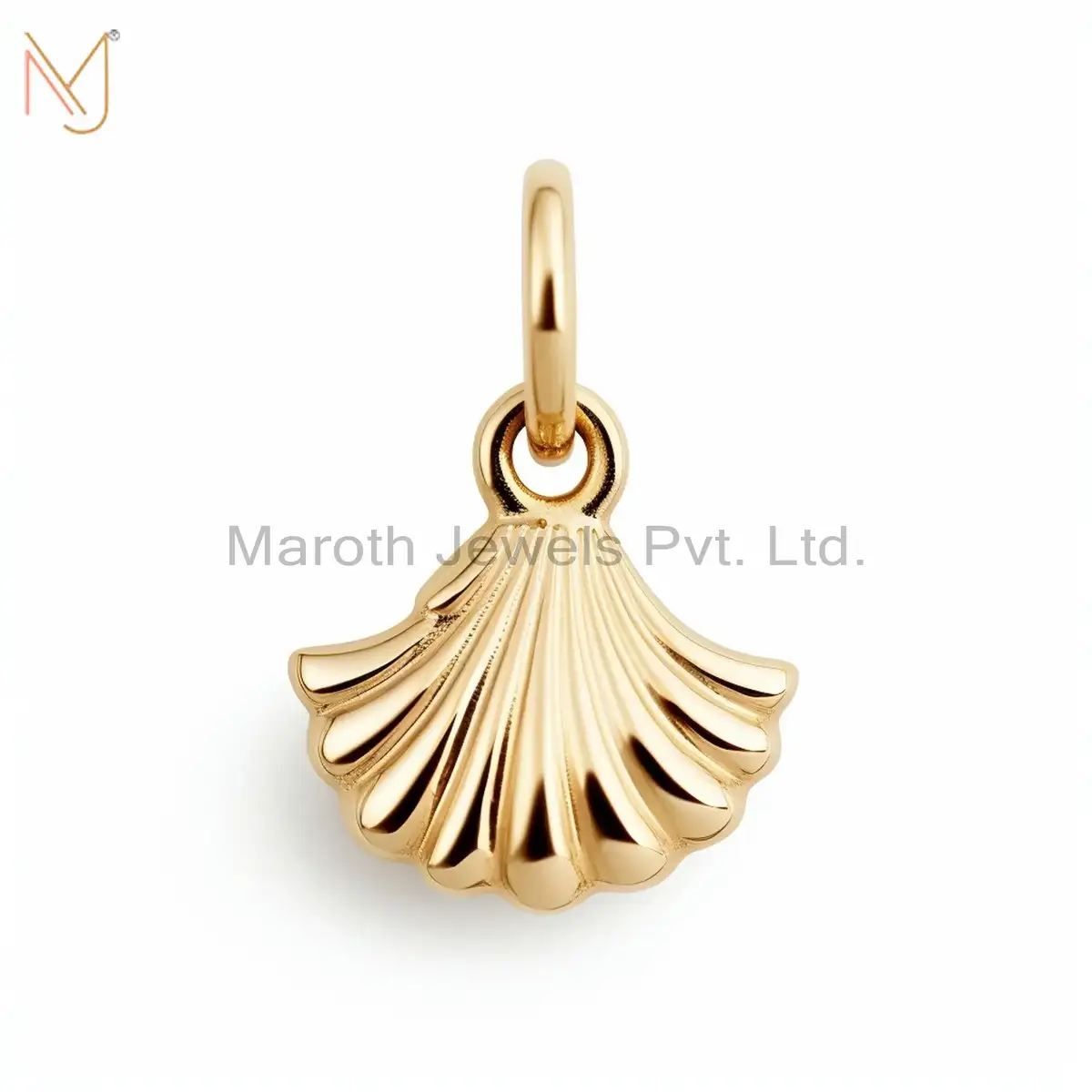 925 Silver Yellow Gold Calico Scallop Shell Pendant Custom Jewelry