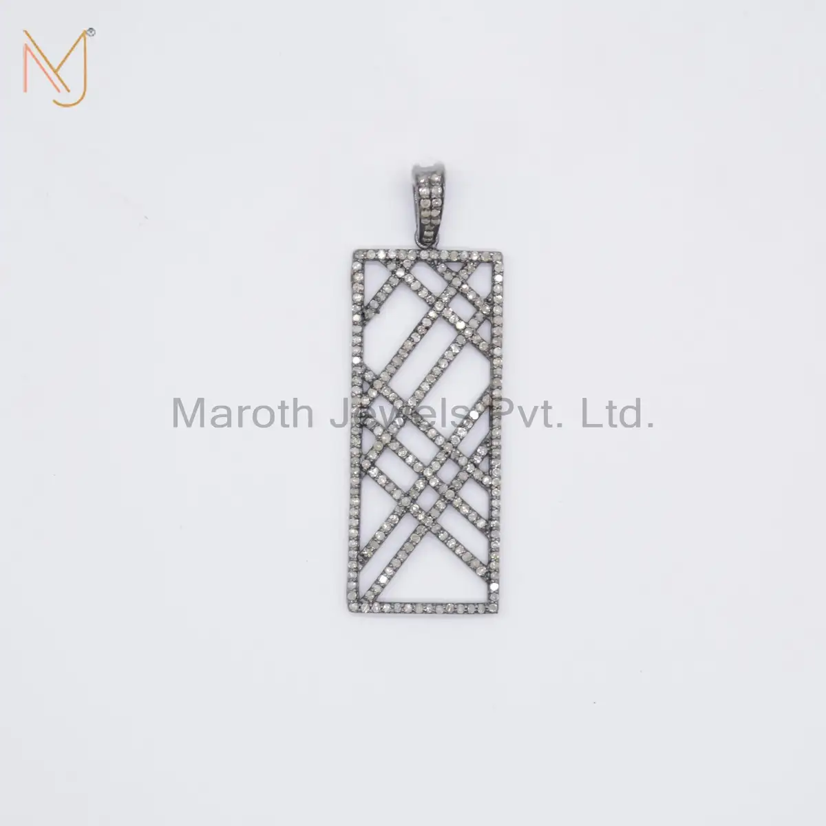925 Sterling Silver Black Rhodium Pave Diamond Pendant Jewelry Manufacturer