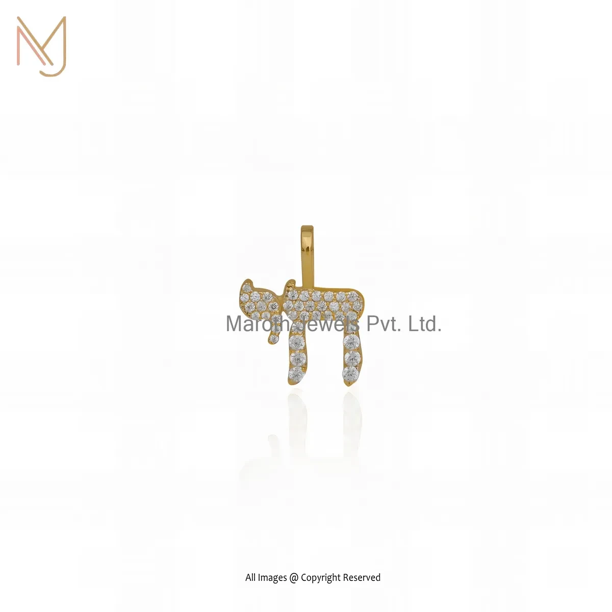 14K Yellow Gold Cubic Zircon Unisex Charm Pendant Jewelry Supplier