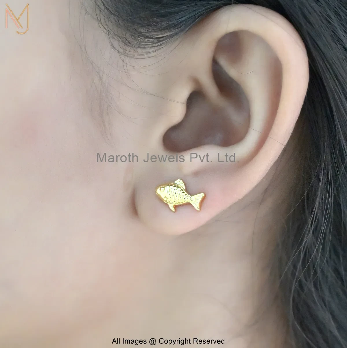 925 Silver Rhodium Plated Fish Stud Earring Custom Jewelry