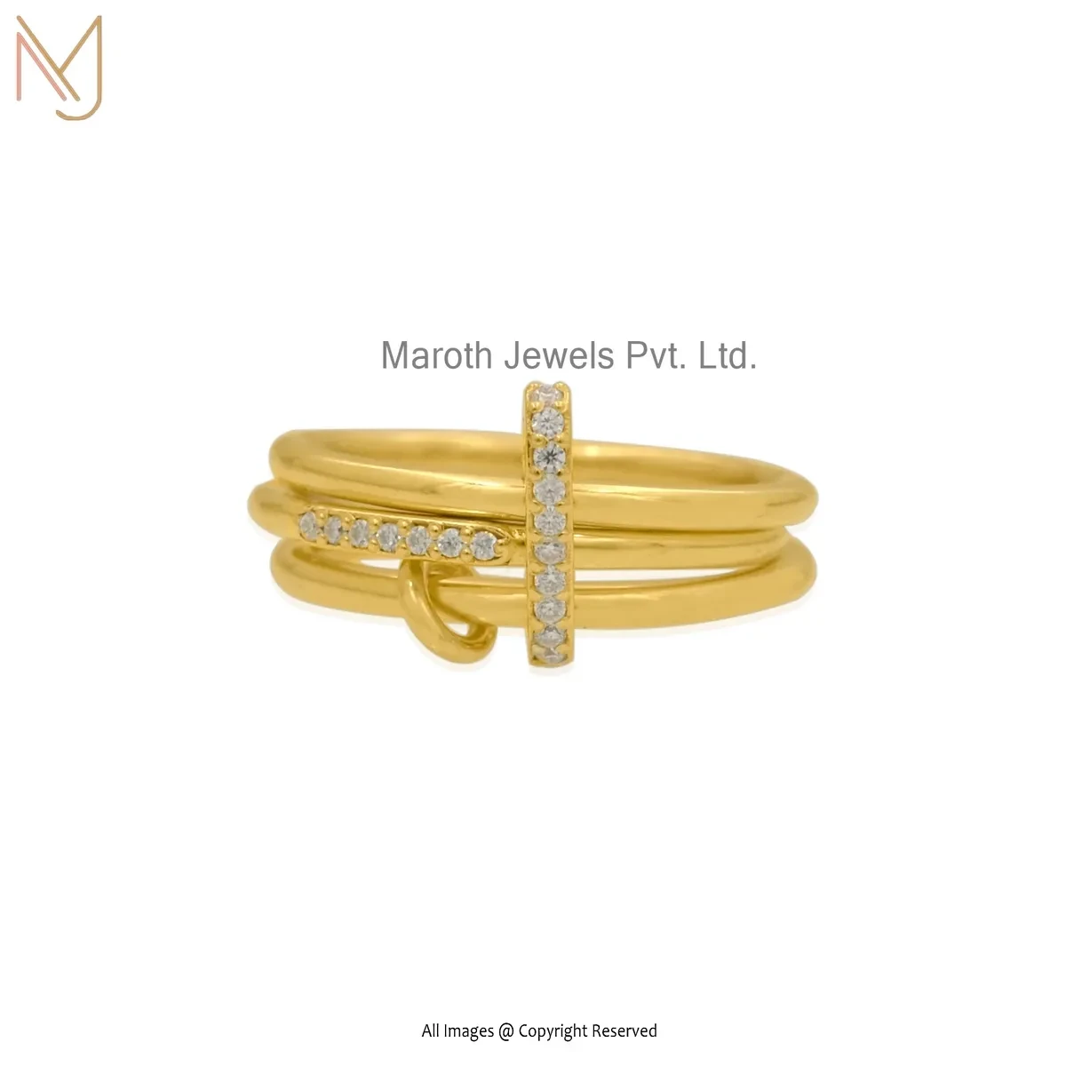 14K Yellow Gold Moissanite Connector Ring Manufacturer