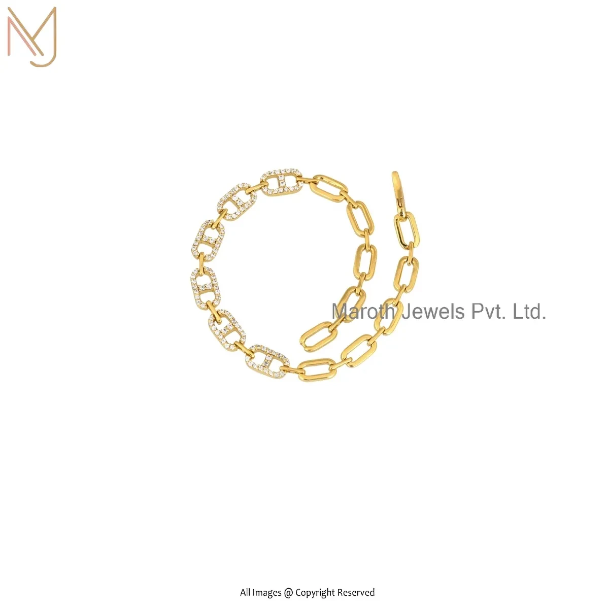 Private Lable 14K Yellow Gold Cubic Zicon Diamond Move Uno Multi Bangle