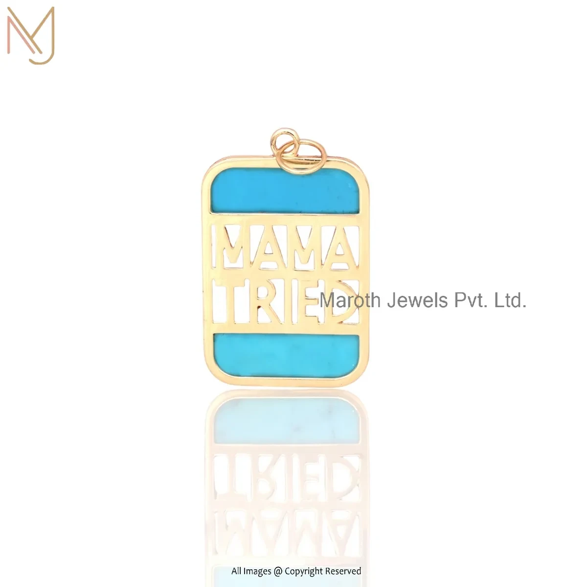 14K Yellow Gold Turquoise “Mama Tried” Pendant Jewelry Supplier