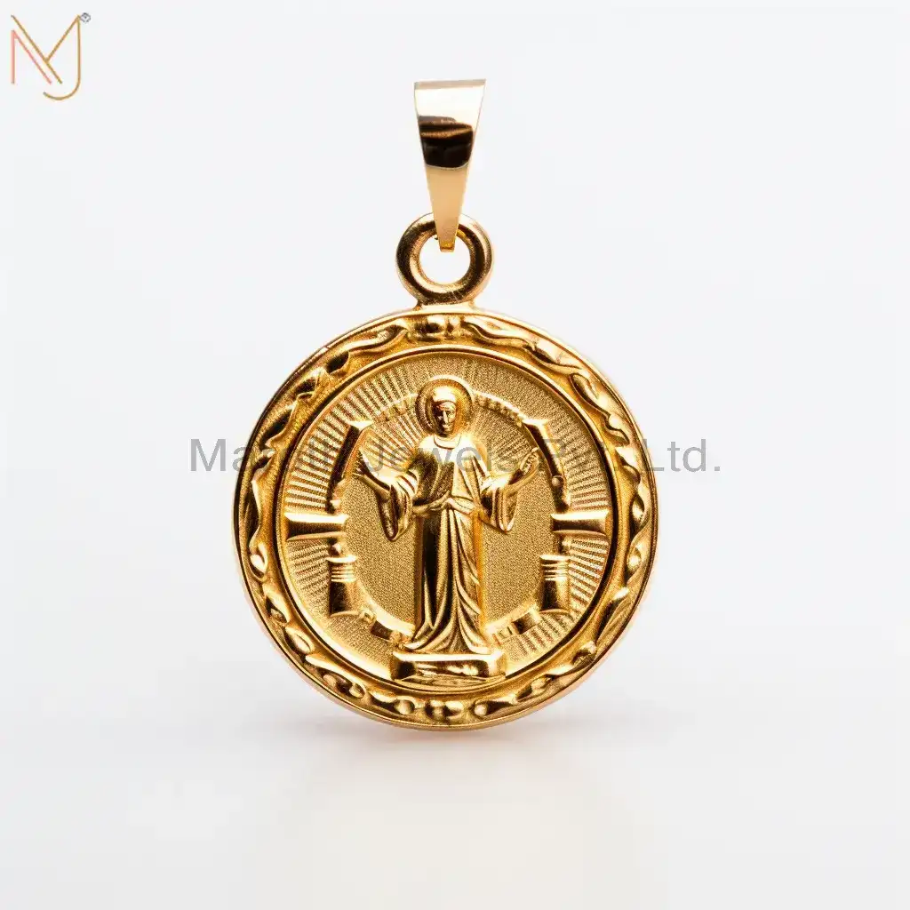 925 Silver Yellow Gold Plated Christian Spiritual Charm Pendant Jewelry Supplier