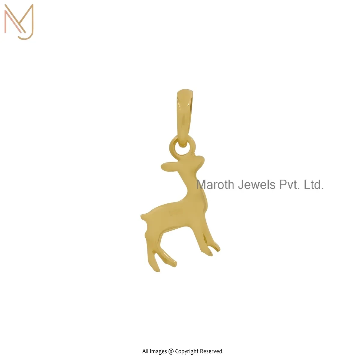 925 Silver Yellow Gold Plated Deer Pendant Jewelry Supplier