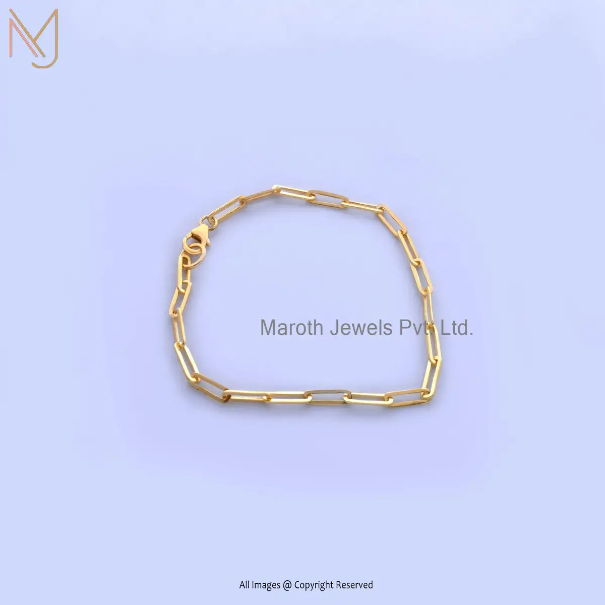 Private Lable 14K Yellow Gold and Rose Gold Link Chain Clasp Bracelet Jewelry