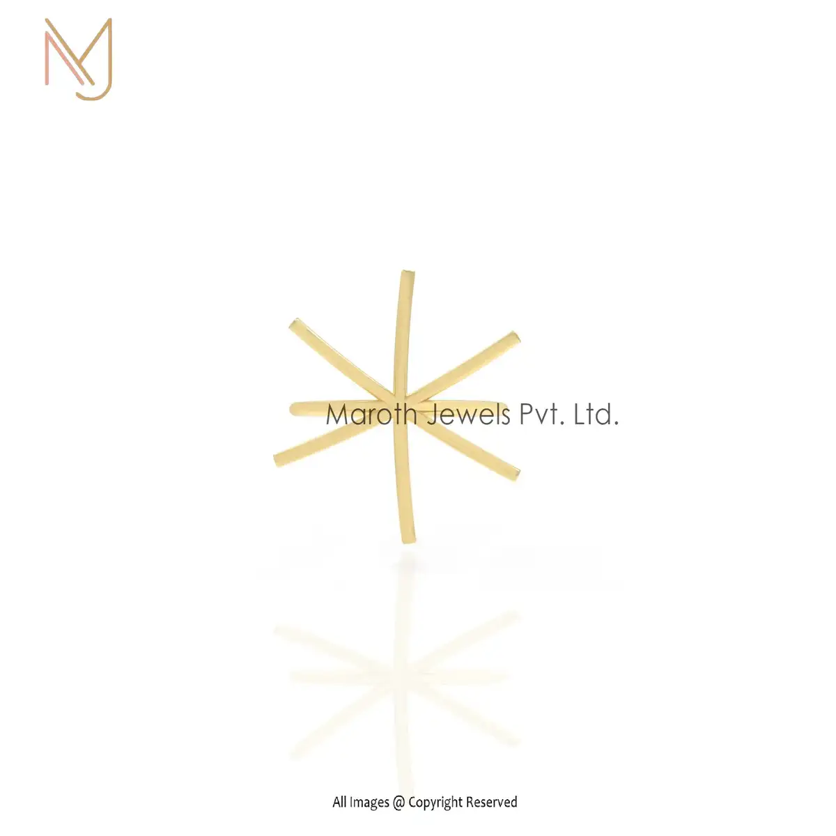 925 Silver Yellow Gold Plated Star Wire Ring Manufacturer