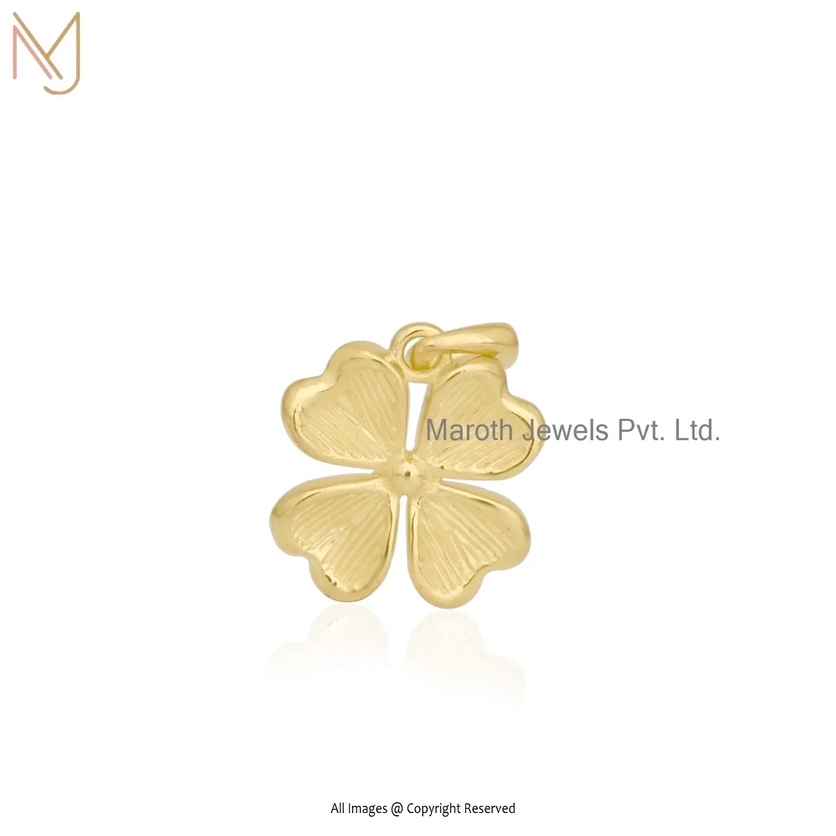 Wholesale 14K Yellow Gold Leaf Clover Charm Pendant
