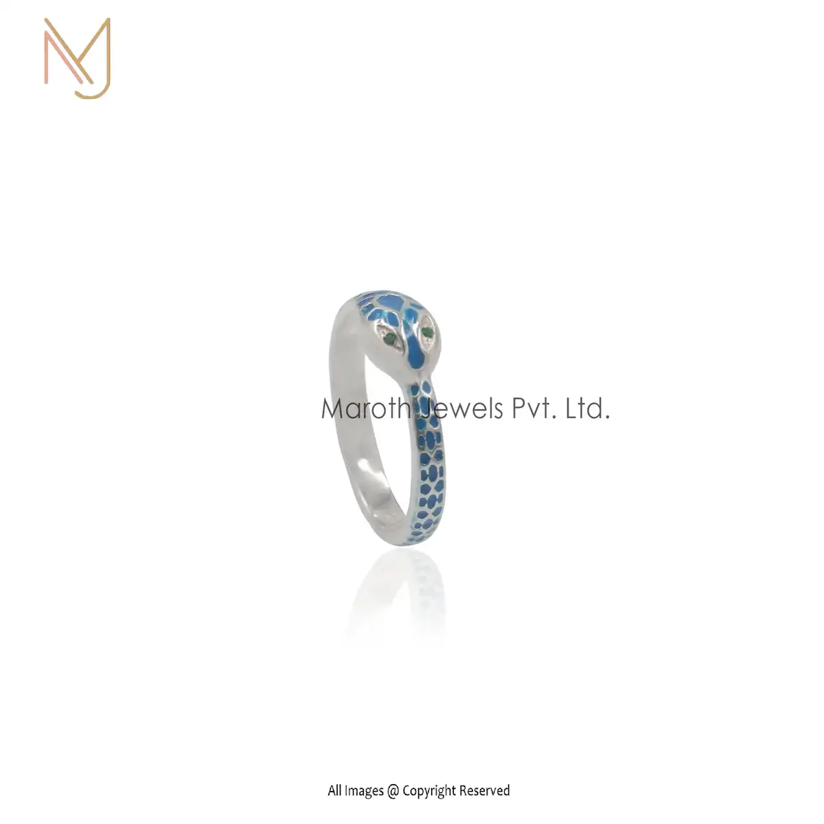 925 Silver Enamel Ouroboros Snake Ring Manufacturer