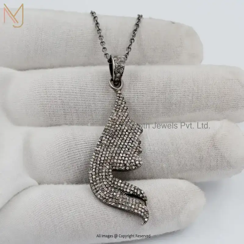 925 Silver Rhodium Plated Diamond Nouveau Lady Face Pendant Jewelry USA