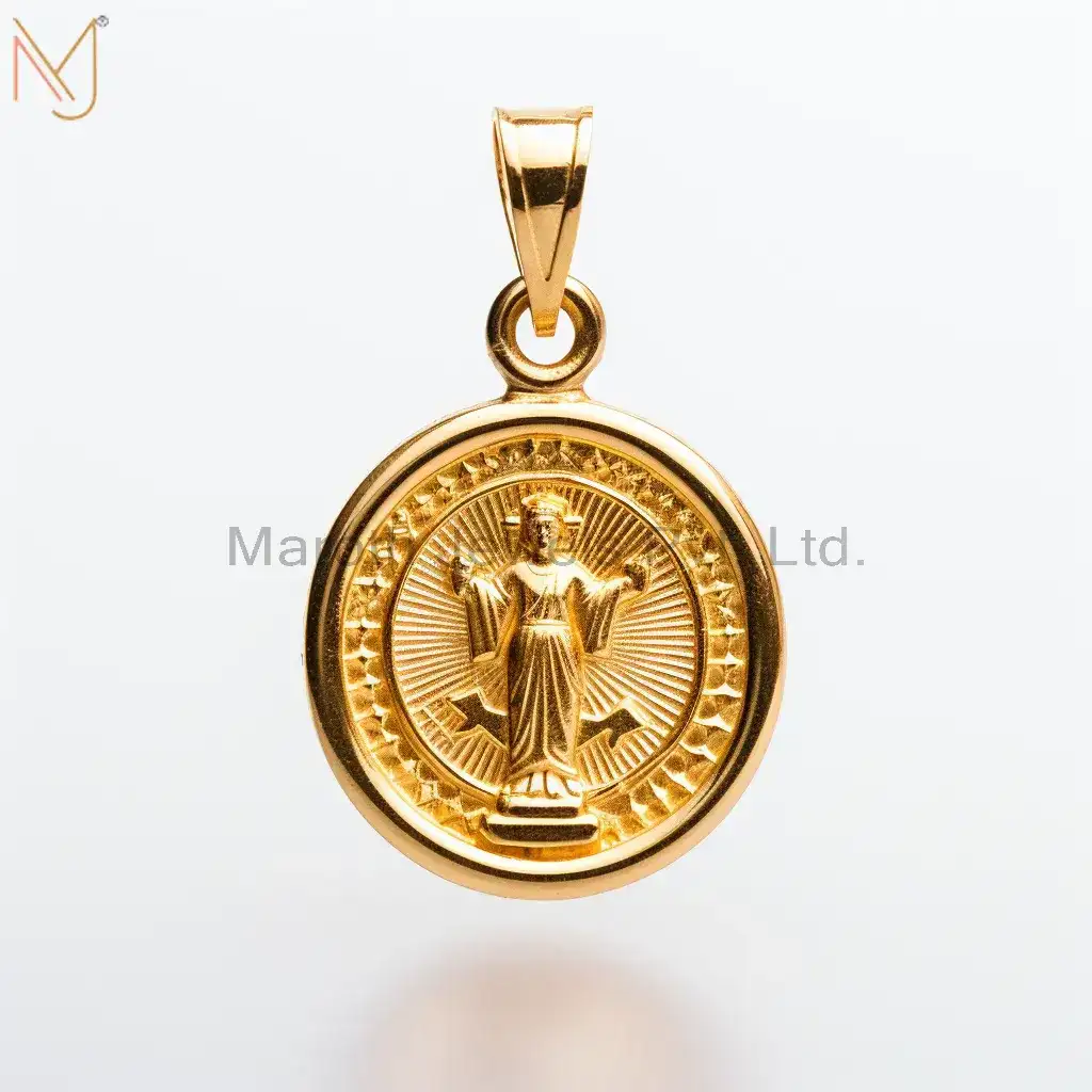 925 Silver Yellow Gold Plated Christian Spiritual Charm Pendant Custom Jewelry