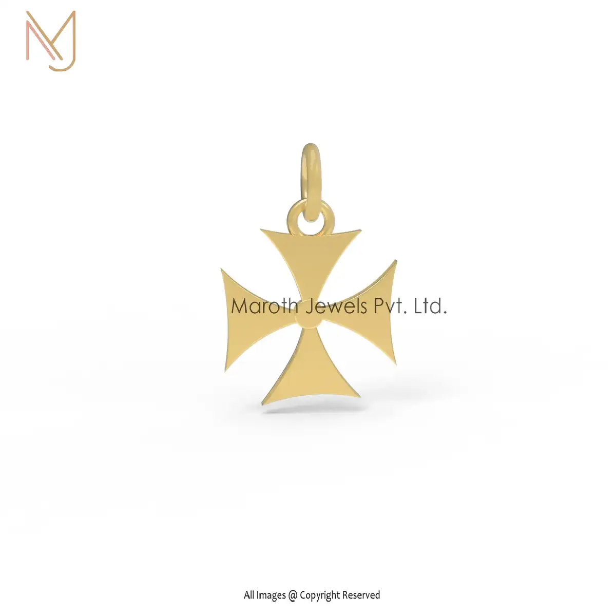 14K Yellow Gold Cross Floral Pendant Jewelry Manufacturer