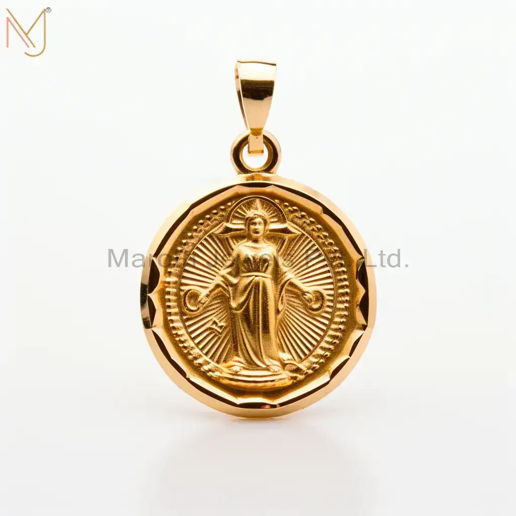 925 Silver Yellow Gold Plated Christian Spiritual Charm Pendant Jewelry USA