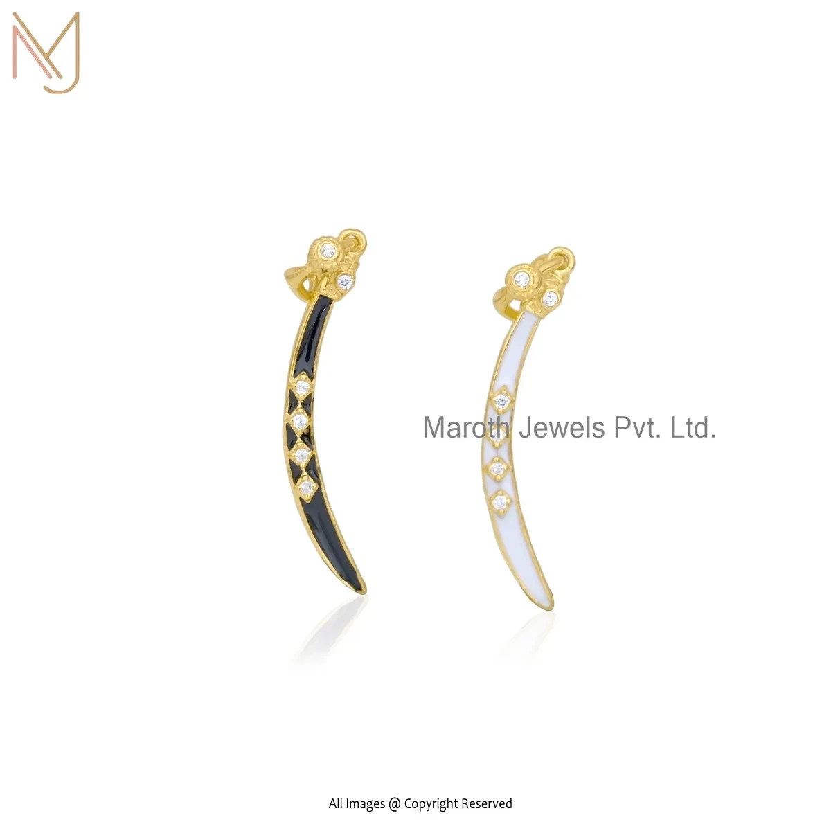 Wholesale 925 Silver Yellow Gold Plated Cubic Zircon & Enamel Gemstone Dagger Pendant