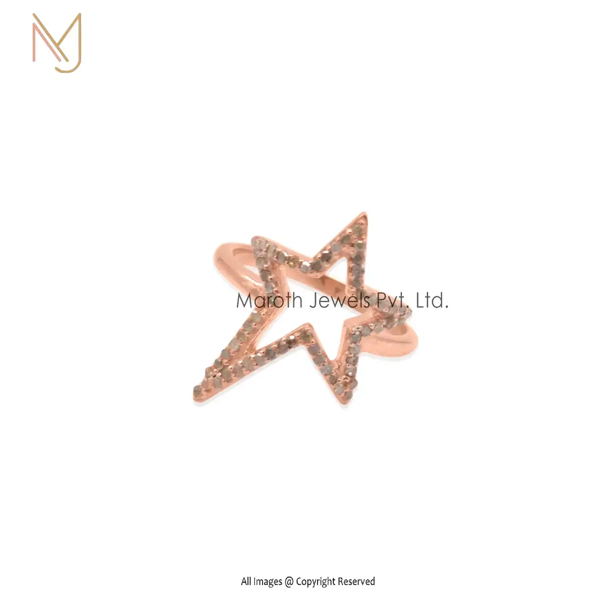 14K Rose Gold Diamond Star Ring Jewelry Manufacturer