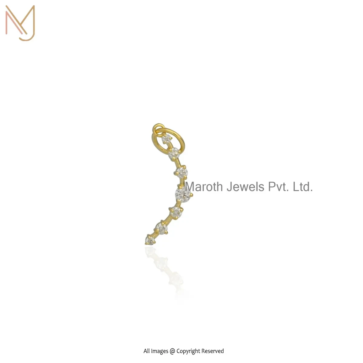 14K Yellow Gold Moissanite Half Moon Pendant Manufacturer